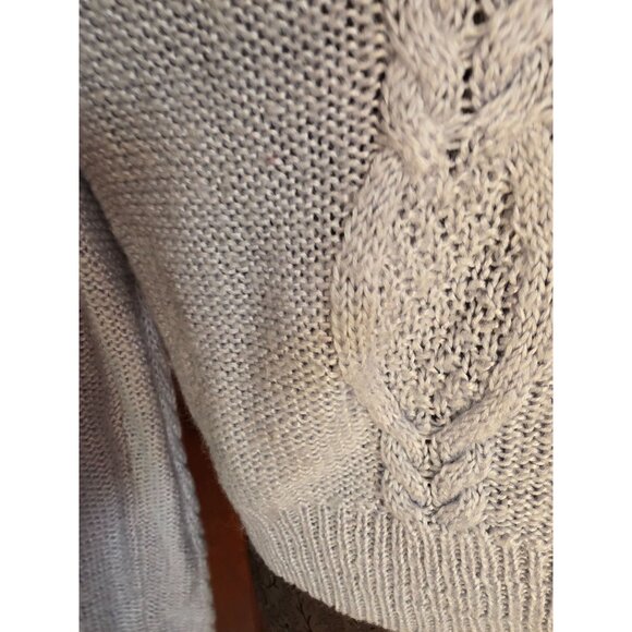 H&M Womens Cable Knit Sweater M Light Blue Acrylic Mohair Blend Crew Neck - Picture 2 of 7